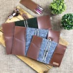 travelers notebook em feltro ecologico e sintetico que imita couro
