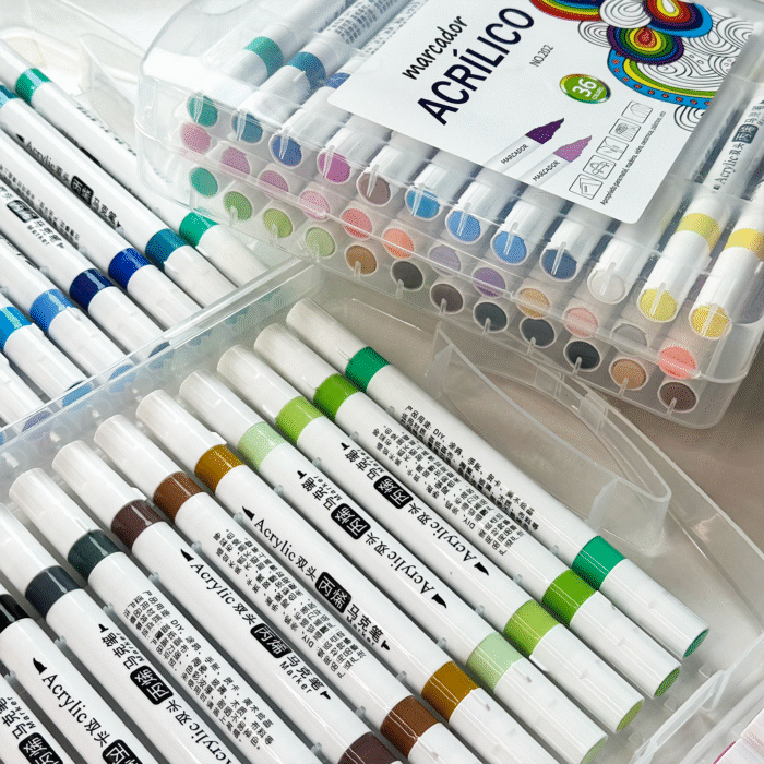 Marcador Acrílico para Colorir, 36 Cores - Imagem 1