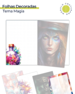 Caderneta Flexível Folhas Decoradas Magia